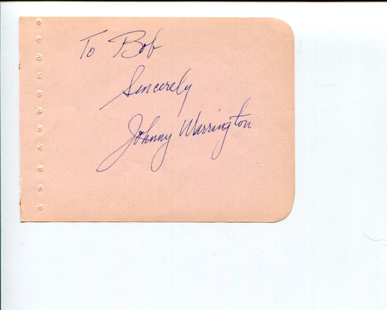 Johnny Warrington Philadelphia Radio WCAU Big Band Orchestra Signed Autograph
