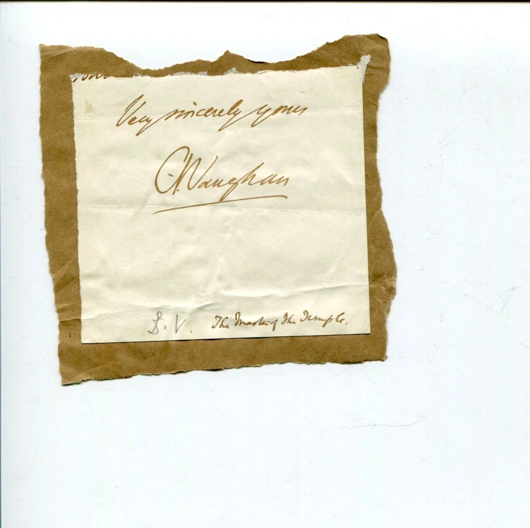 Charles John Vaughan Master of the Temple Cardiff University President Signed
