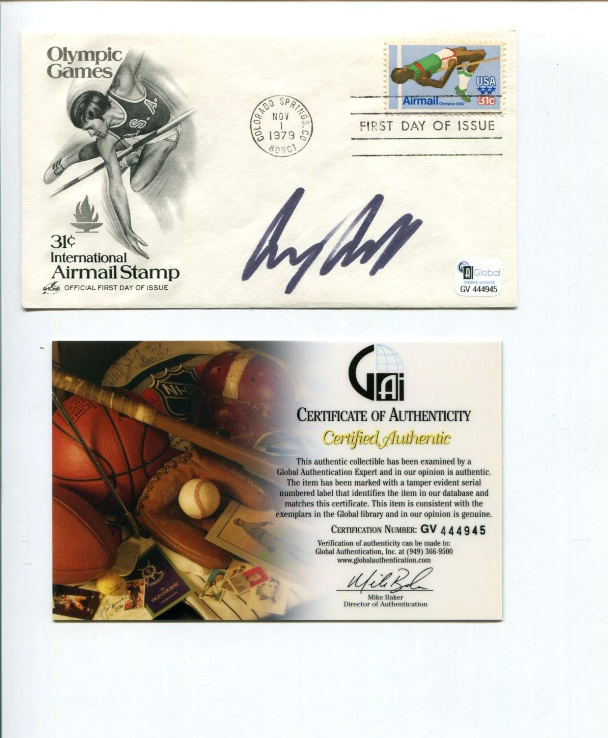 Amy Acuff US Olympic Track & Field Playboy Playmate Signed Autograph FDC COA
