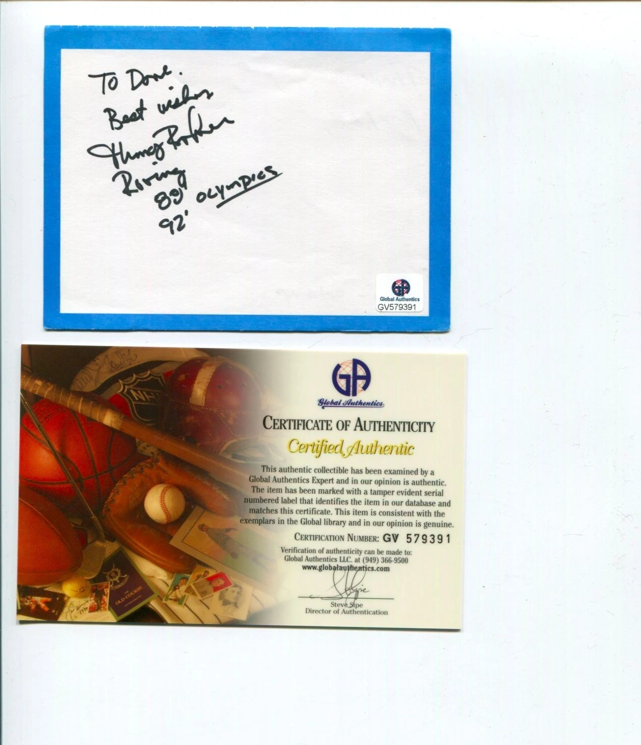 Thomas Bohrer US Olympic Silver Rower Boston University Signed Autograph GA COA
