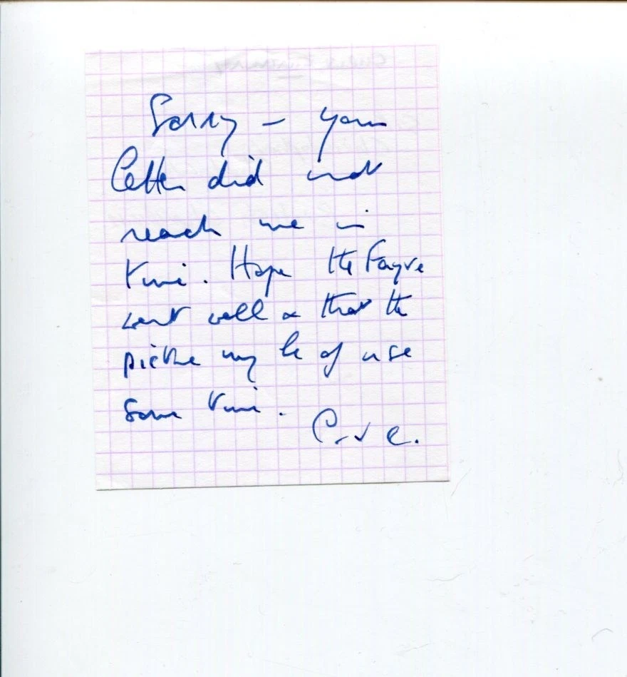 Christopher Chataway British Olympic Long Distance Runner Signed Autograph Note

