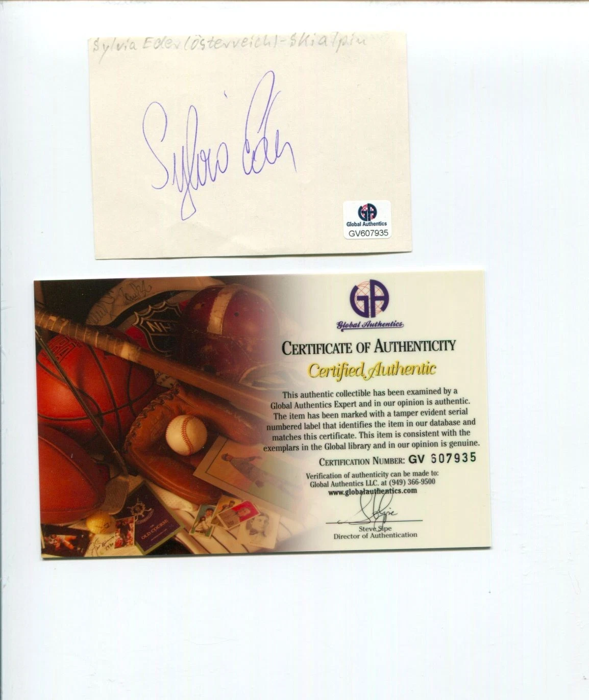 Sylvia Eder Austria Olympic Alpine Skier Signed Autograph GA COA
