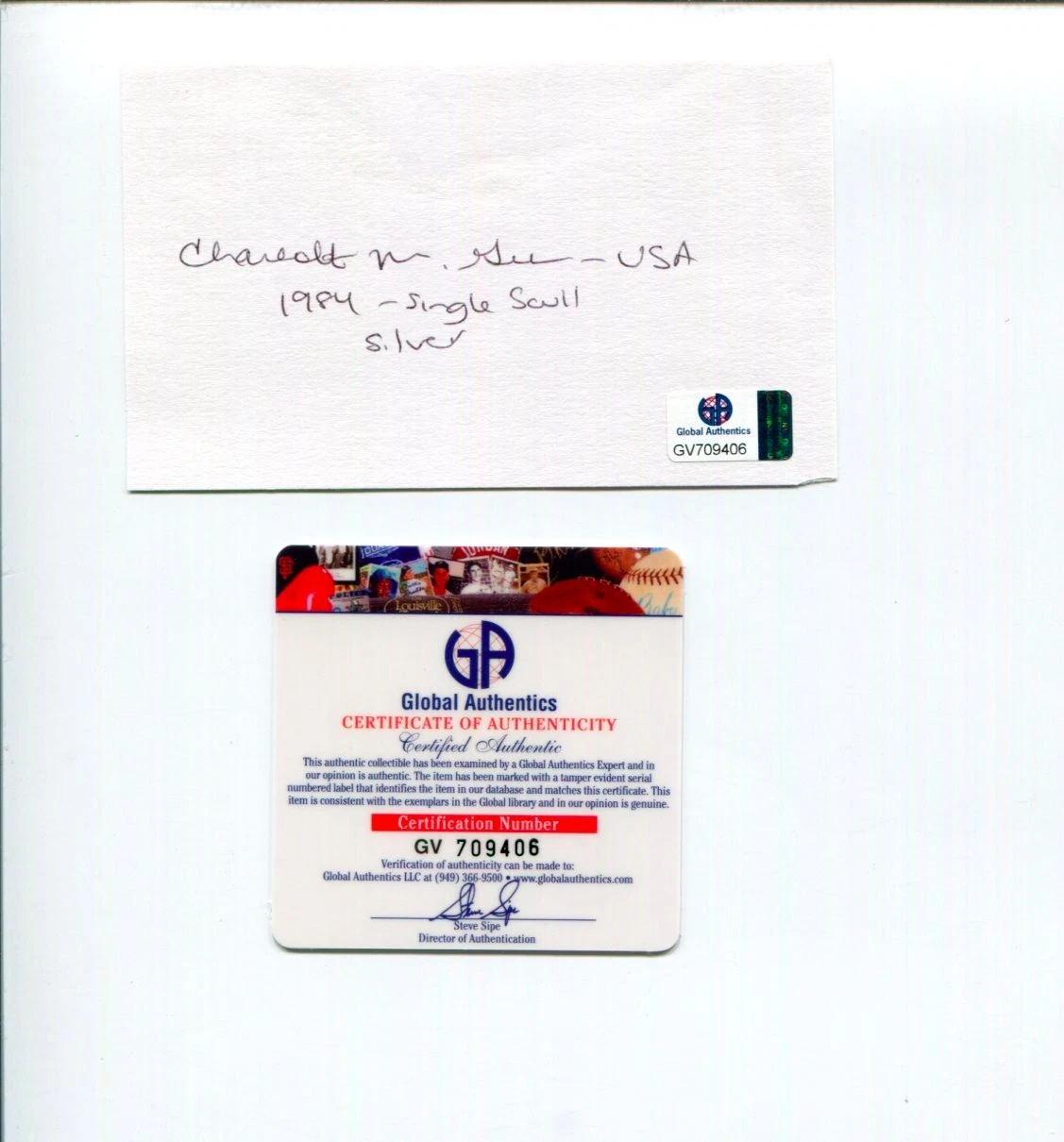 Charlotte Geer Olympic Sliver Medal Rower Rowing Sculls Signed Autograph GA COA
