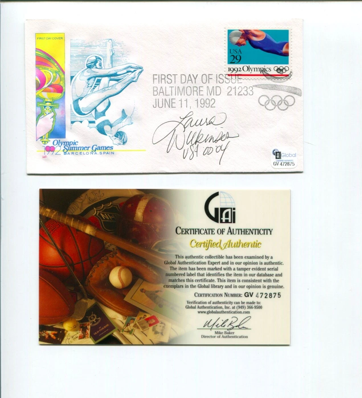 Laura Wilkinson US Olympic Gold Diver Texas Longhorns Signed Autograph FDC COA
