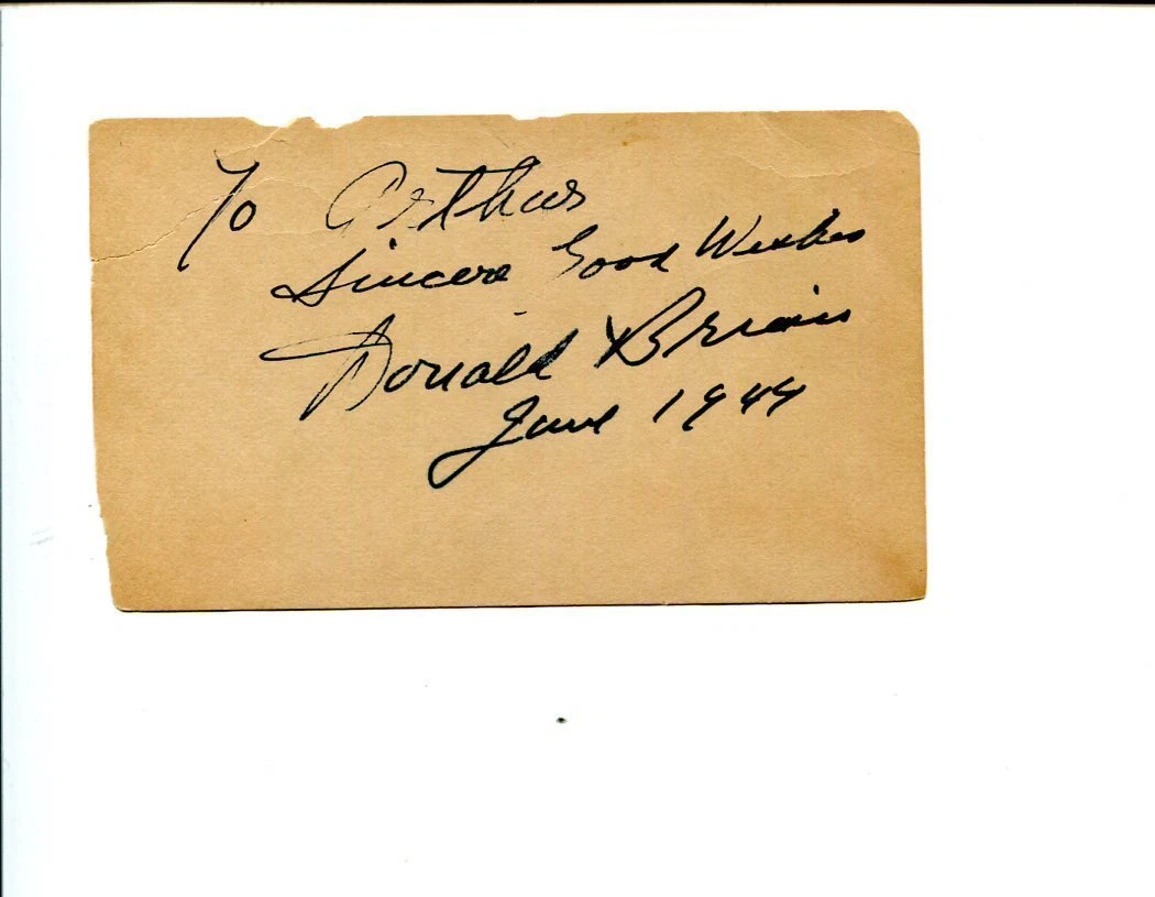 Donald Brian The Man Without a Country Early Broadway Star Signed Autograph
