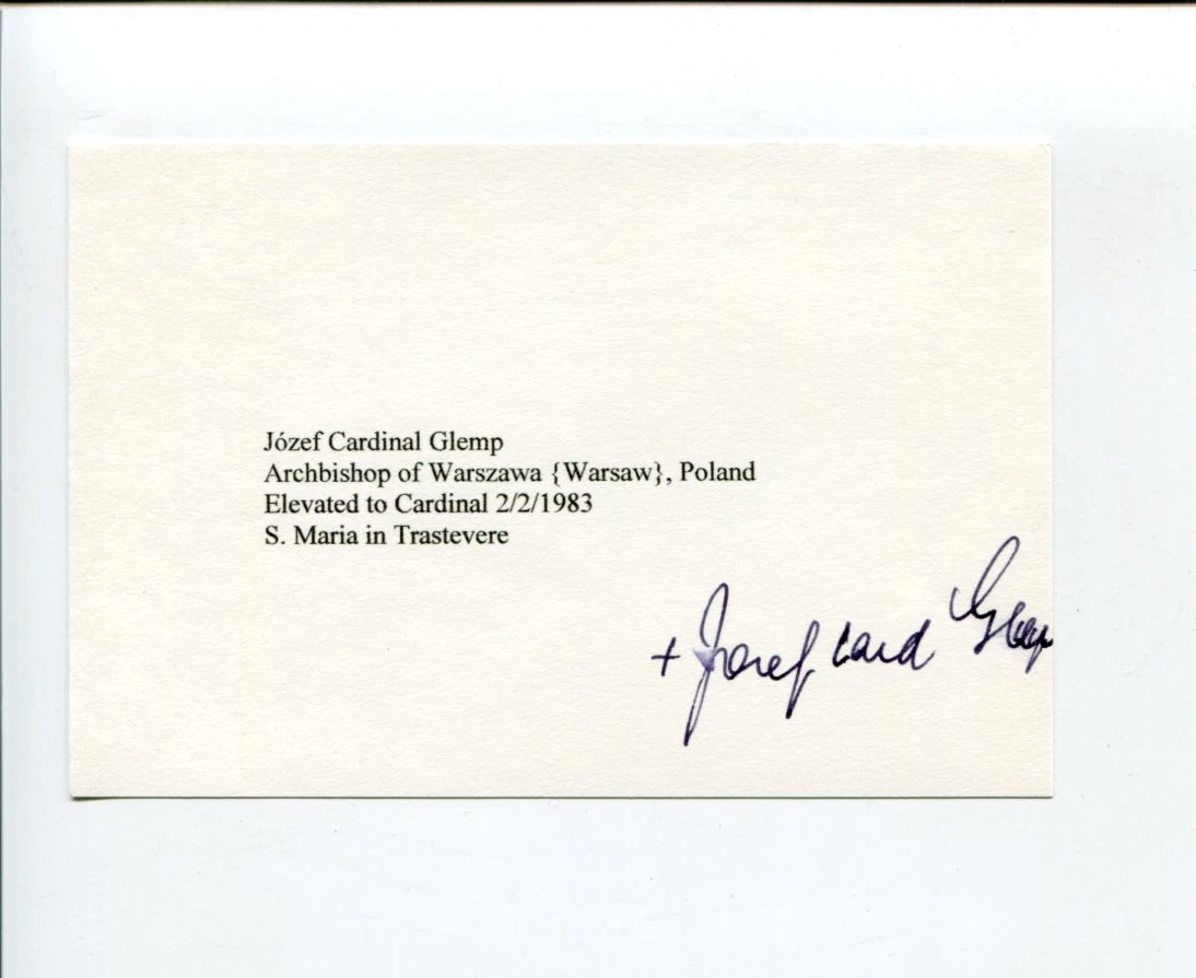 Jozef Glemp Roman Catholic Cardinal Archbishop of Warsaw Signed Autograph
