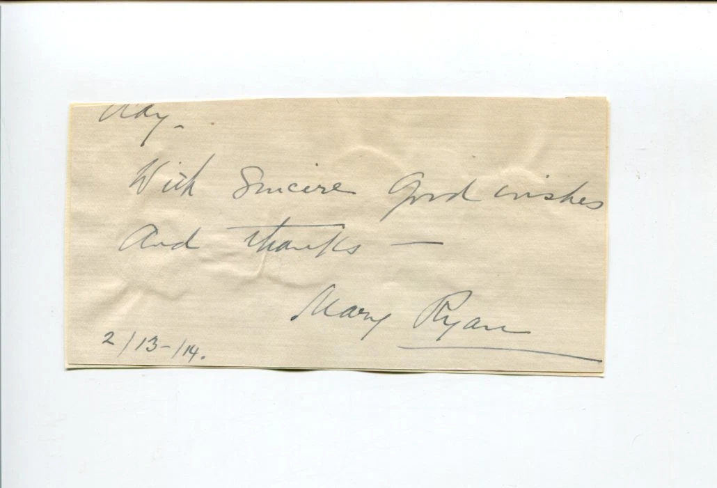 Mary Ryan Actress 1885-1948 Brewster's Millions Fortune Hunter Signed Autograph
