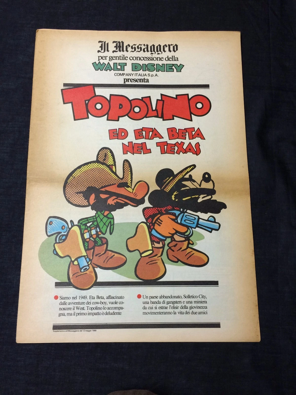 Mickey Mouse Eta Beta Disney Topolino Comic Italian Il Messaggero Newspaper
