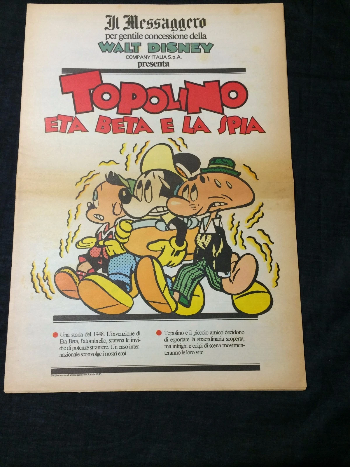 Mickey Mouse Eta Beta Disney Comic Italian Topolino Il Messaggero Newspaper
