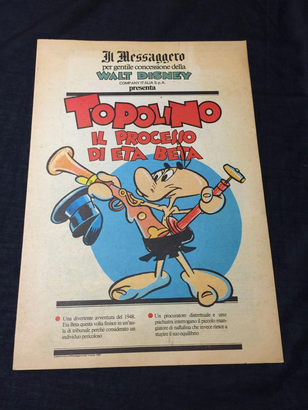 Mickey Mouse Eta Beta Disney Comic Italian Topolino Il Messaggero Newspaper
