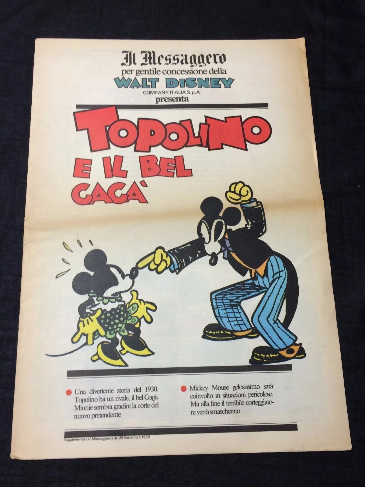 Mickey Mouse Beautiful Caca Disney Comic Italy Topolino Il Messaggero Newspaper
