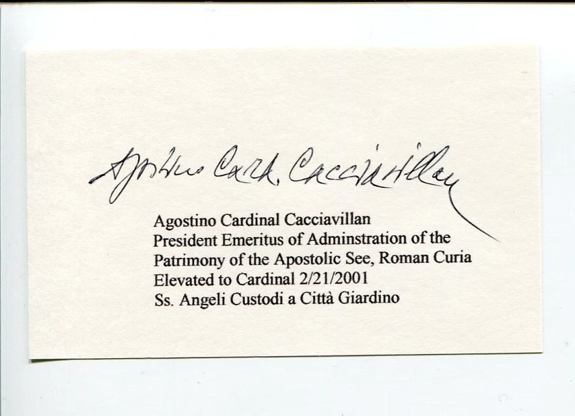 Agostino Cacciavillan Roman Catholic Cardinal Clergy Signed Autograph
