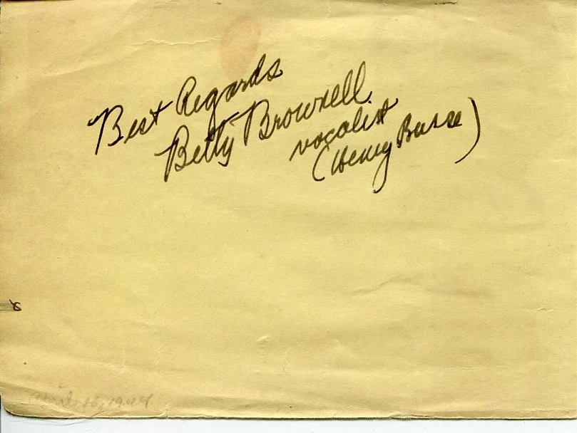 Tommy Tucker Betty Brownell Jazz Big Band Singer Rare Signed Autograph
