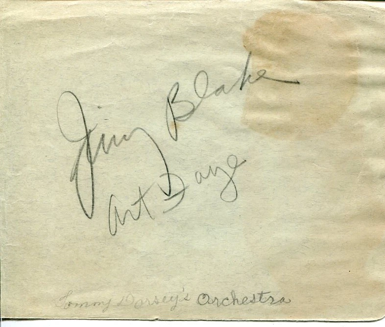 Jimmy Blake Art Faye Johnny Ray Jazz Big Band Signed Autograph
