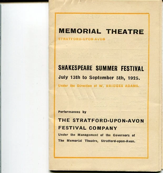1925 Shakespeare Summer Festival Stratford Upon Avon Company Rare Schedule
