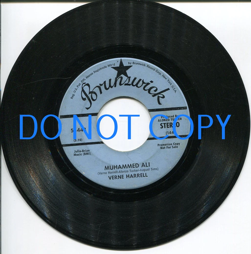 Vernon Verne Harrel Brunswick 55448 Muhammed Ali 1971 Promo Record
