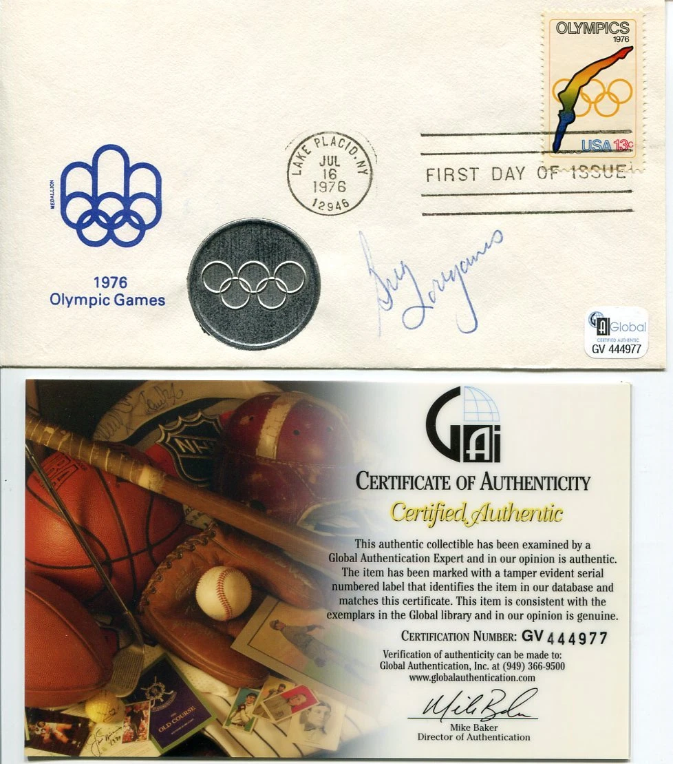 Greg Louganis US Olympic Gold Silver Medal Diver Signed Autograph FDC GAI COA
