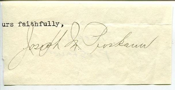 Joseph Proskauer NY New York State Supreme Court Justice Law Signed Autograph
