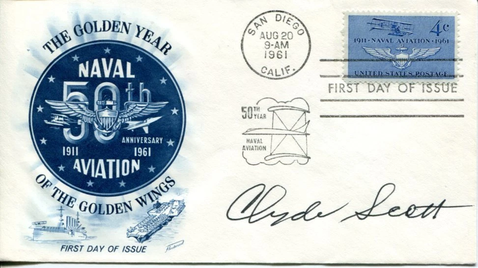 Clyde Scott Navy Midshipman Footba HOF Olympic Silver Track Signed Autograph FDC
