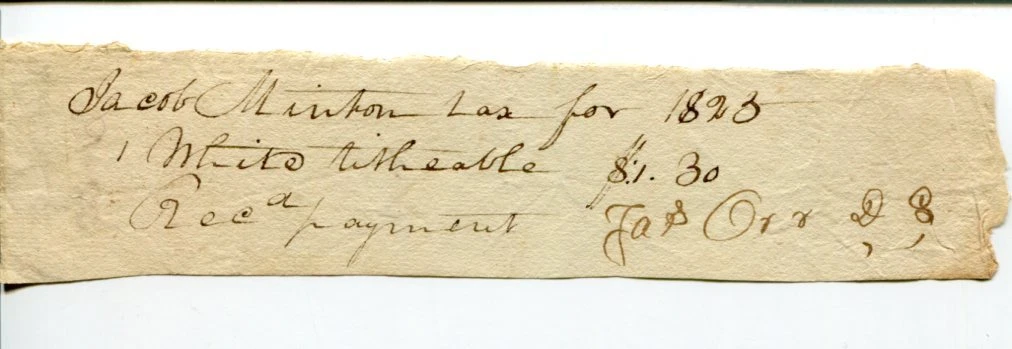 Jacob Stinson & Unknown Deputy Sheriff Virginia 1823 Signed Autograph Receipt
