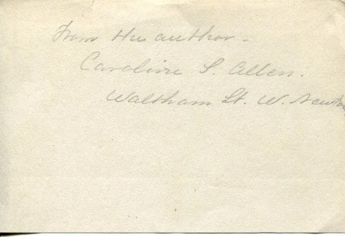 Caroline Stetson Allen The Children of the Parsonage Author Signed Autograph
