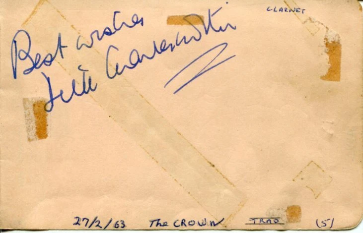 Dick Charlesworth Jazz Clarinettist Saxophonist Bandleader Signed Autograph

