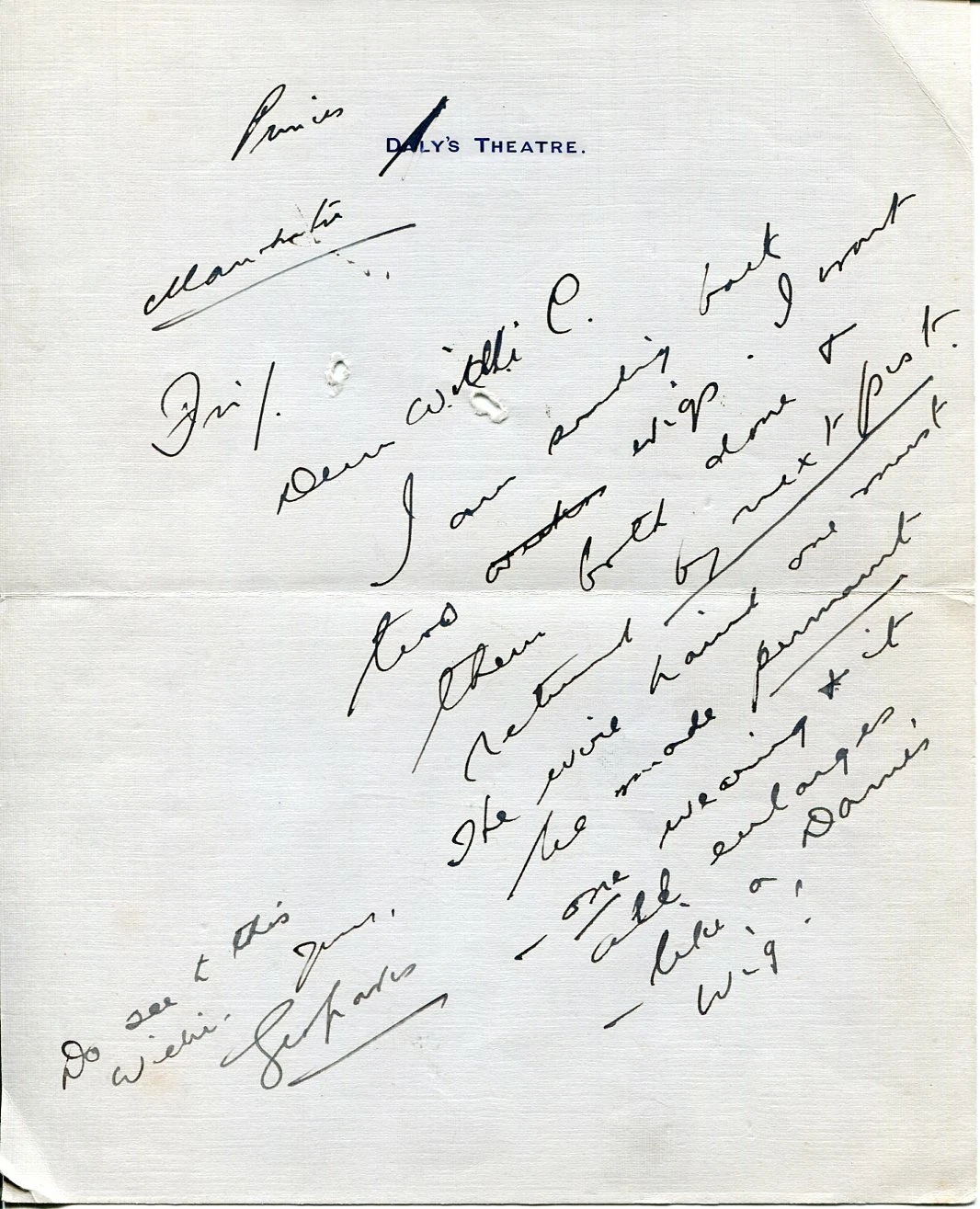 George Graves Early English Actor The Merry Widow Veronique Signed Autograph ALS
