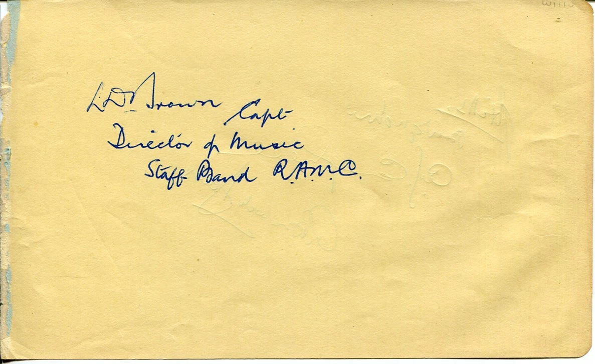 Lewis Doyle Brown Director Of Music Royal Army Medical Corps Signed Autograph

