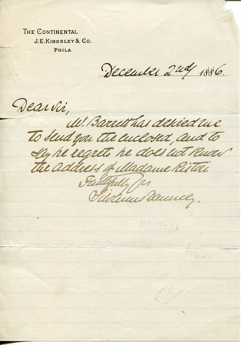 Silvanus Jones Dauncey Author Playwright Manager Signed Autograph Letter ALS
