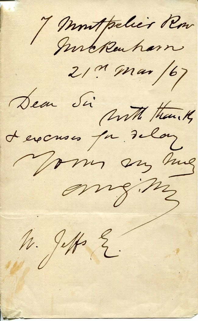Augustus Mayhew British Journalist Author Rare 1867 Signed Autograph Note ANS
