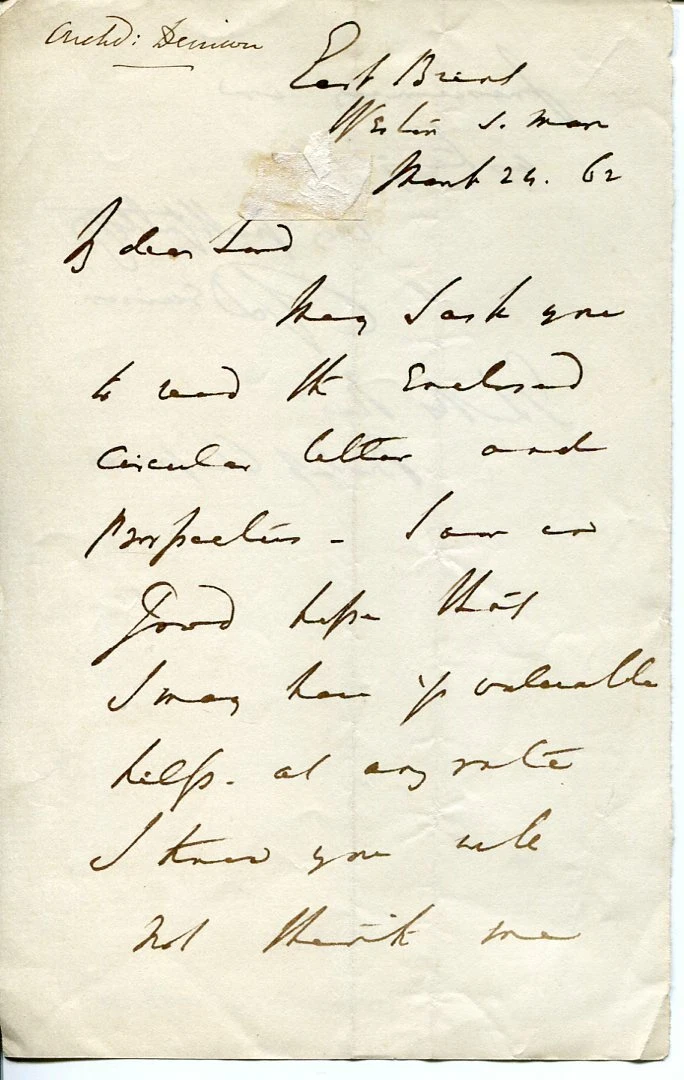 George Anthony Denison Archdeacon of Taunton Clergy Signed Autograph ALS
