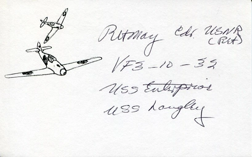 Richard H May USN Navy WWII War Fighter Pilot Ace DFC Rare Signed Autograph

