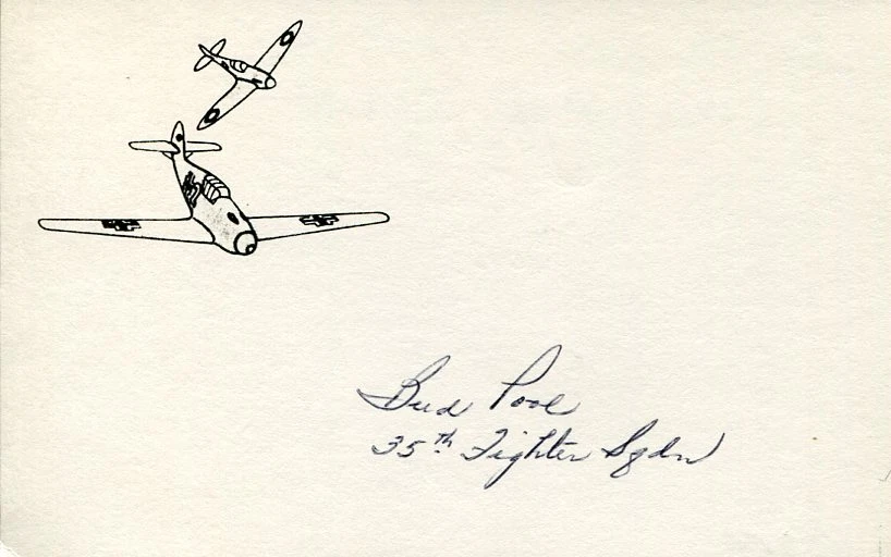 Kenneth Bud Pool USAAF WWII War Fighter Pilot Ace DFC Signed Autograph
