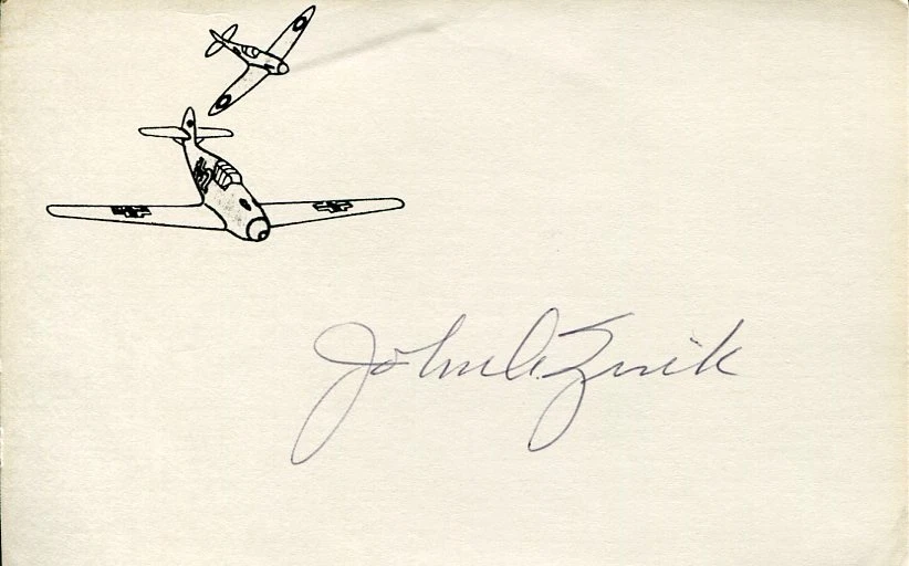John Zink WWII War USN Navy Fighter Pilot Ace VF-11 DFC Signed Autograph
