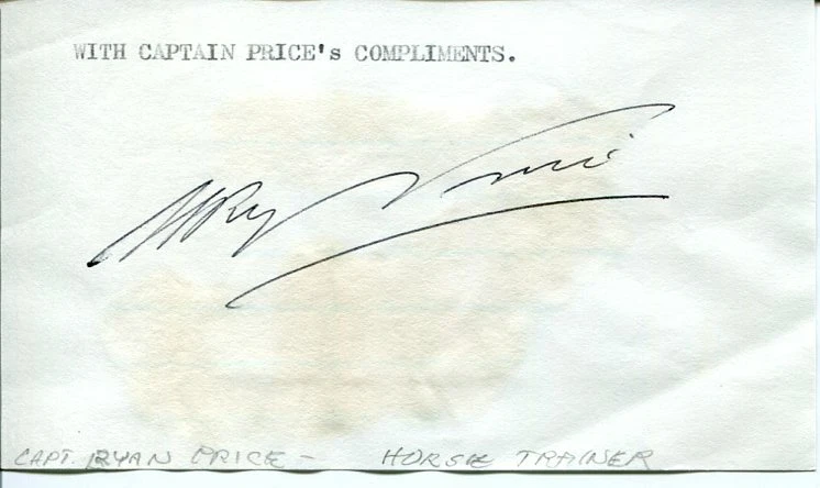 Ryan Price British Thoroughbred Horse Trainer National Hunt Signed Autograph
