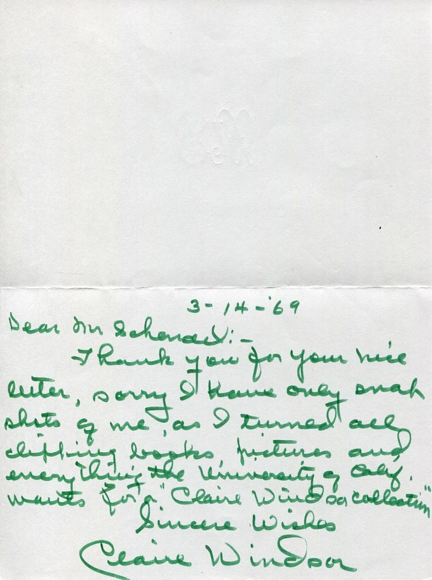 Claire Windsor Silent Film The Acquittal Grand Larceny Signed Autograph Note JSA
