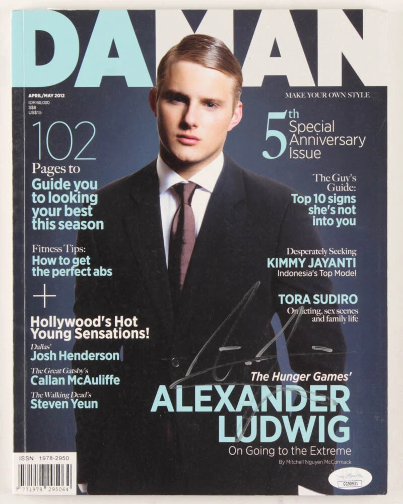 Alexander Ludwig The Hunger Games Vikings Heels Signed Autograph Magazine JSA
