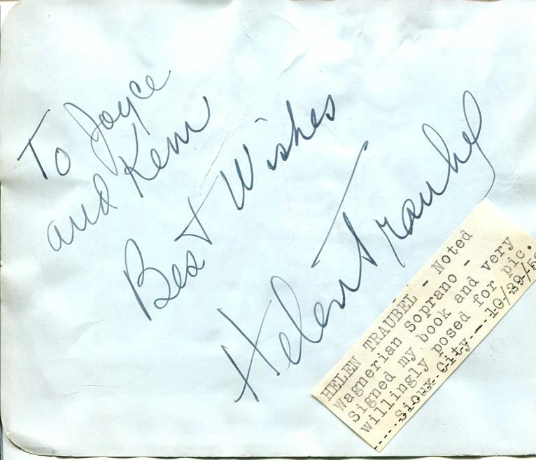 Helen Traubel Dramatic Opera Singer Wagnerian Roles MET Signed Autograph

