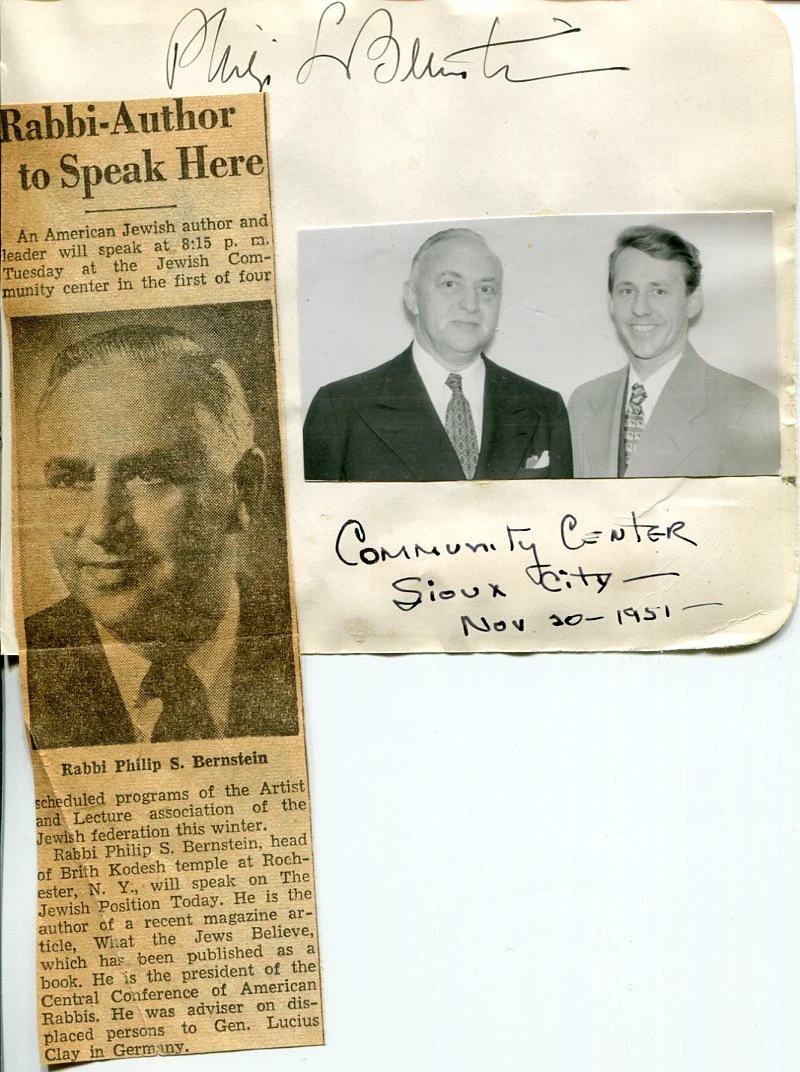 Rabbi Philip S. Bernstein Helped Resettlement Jews Judaica Rare Signed Autograph
