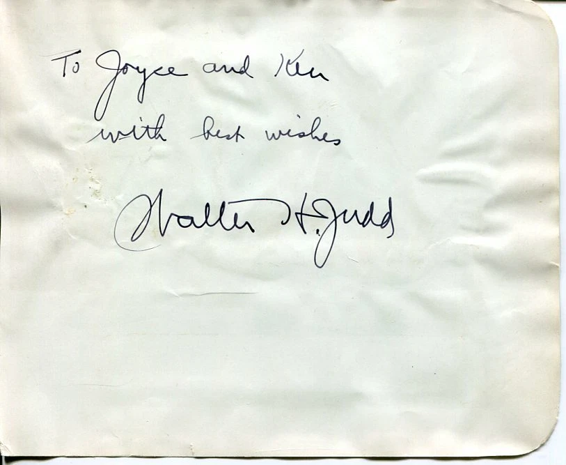 Walter Judd US Representative Congress Minnesota Medal Freedom Signed Autograph
