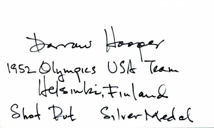 C. Darrow Hooper 1952 US Olympic Silver Medal Shot Put Signed Autograph
