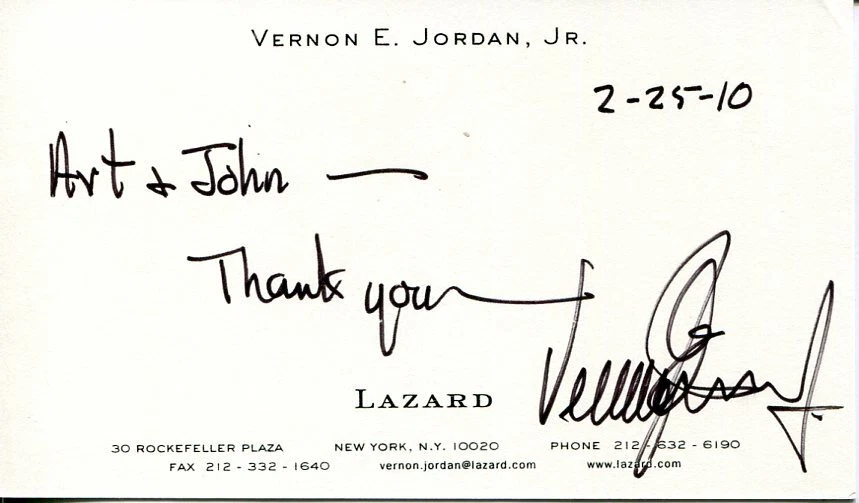 Vernon Jordan Civil Rights Leader National Urban League Preside Signed Autograph
