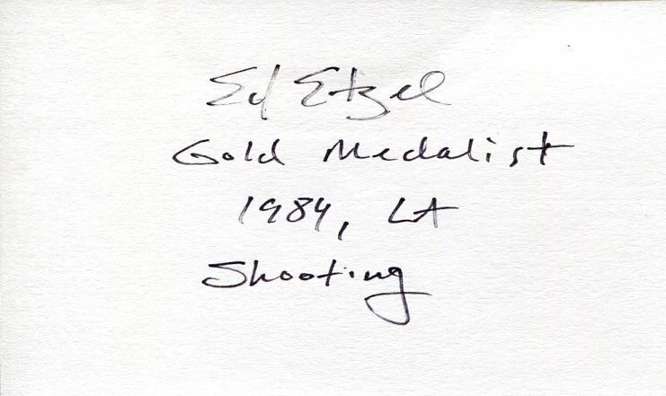 Edward Ed Etzel 1984 US Olympic Gold Medal 50 metre Shooting Signed Autograph
