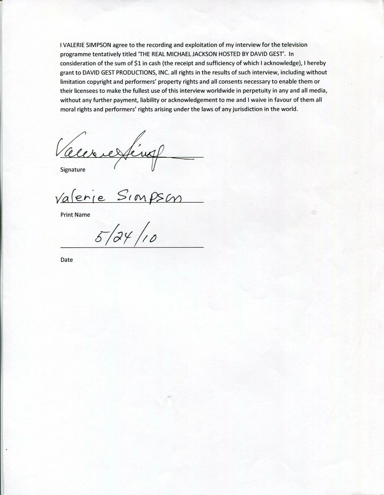 Valerie Simpson Ashford & Simpson R&B Singer Songwriter Signed Autograph Release
