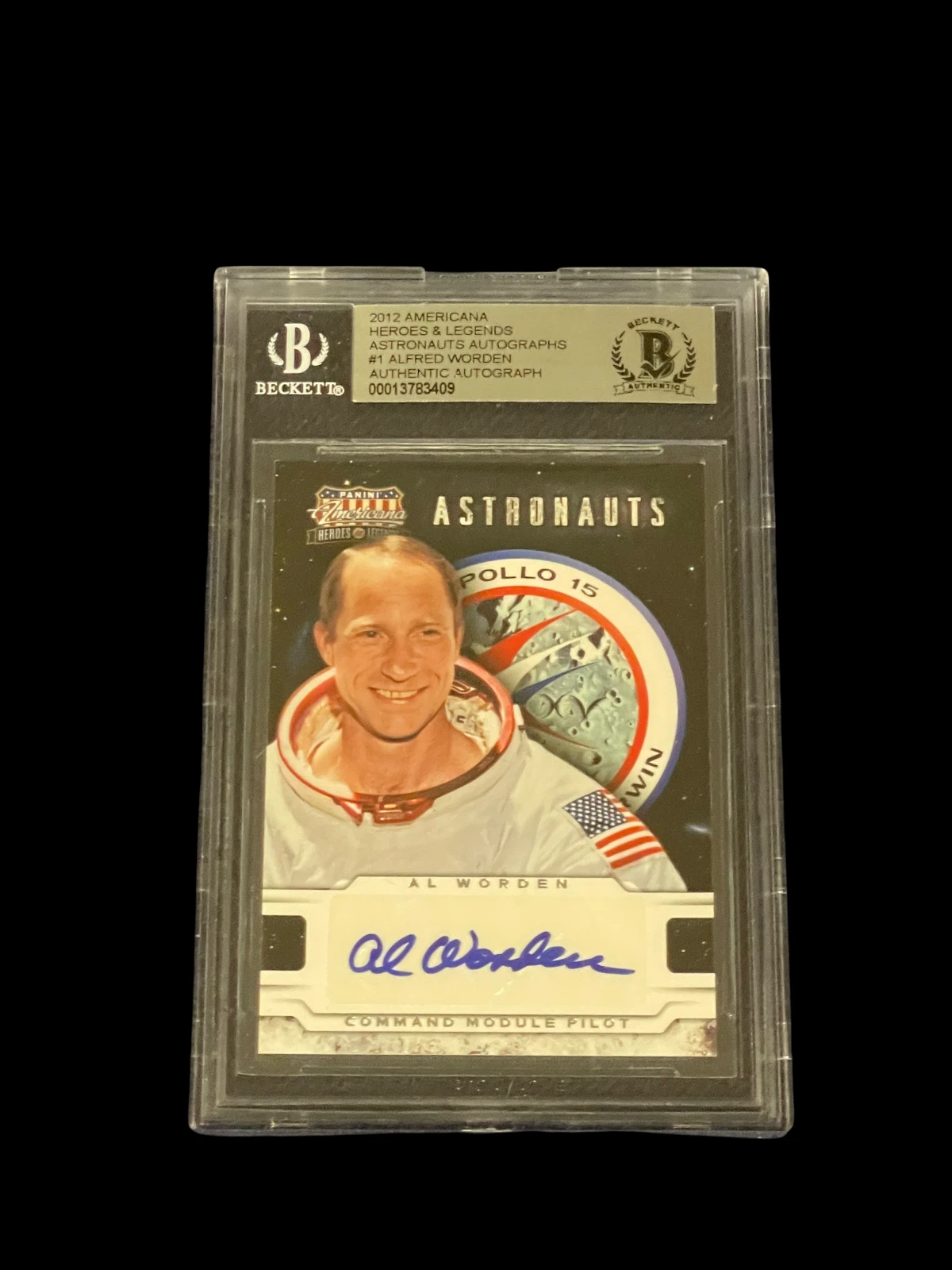 Al Alfred Worden NASA Apollo Astronaut Signed Autograph Panini Slab BAS Beckett
