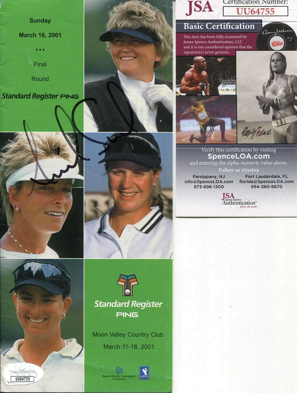 Annika Sorenstam LPGA Golf HOF Signed Autograph Register Ping Pairing Sheet JSA
