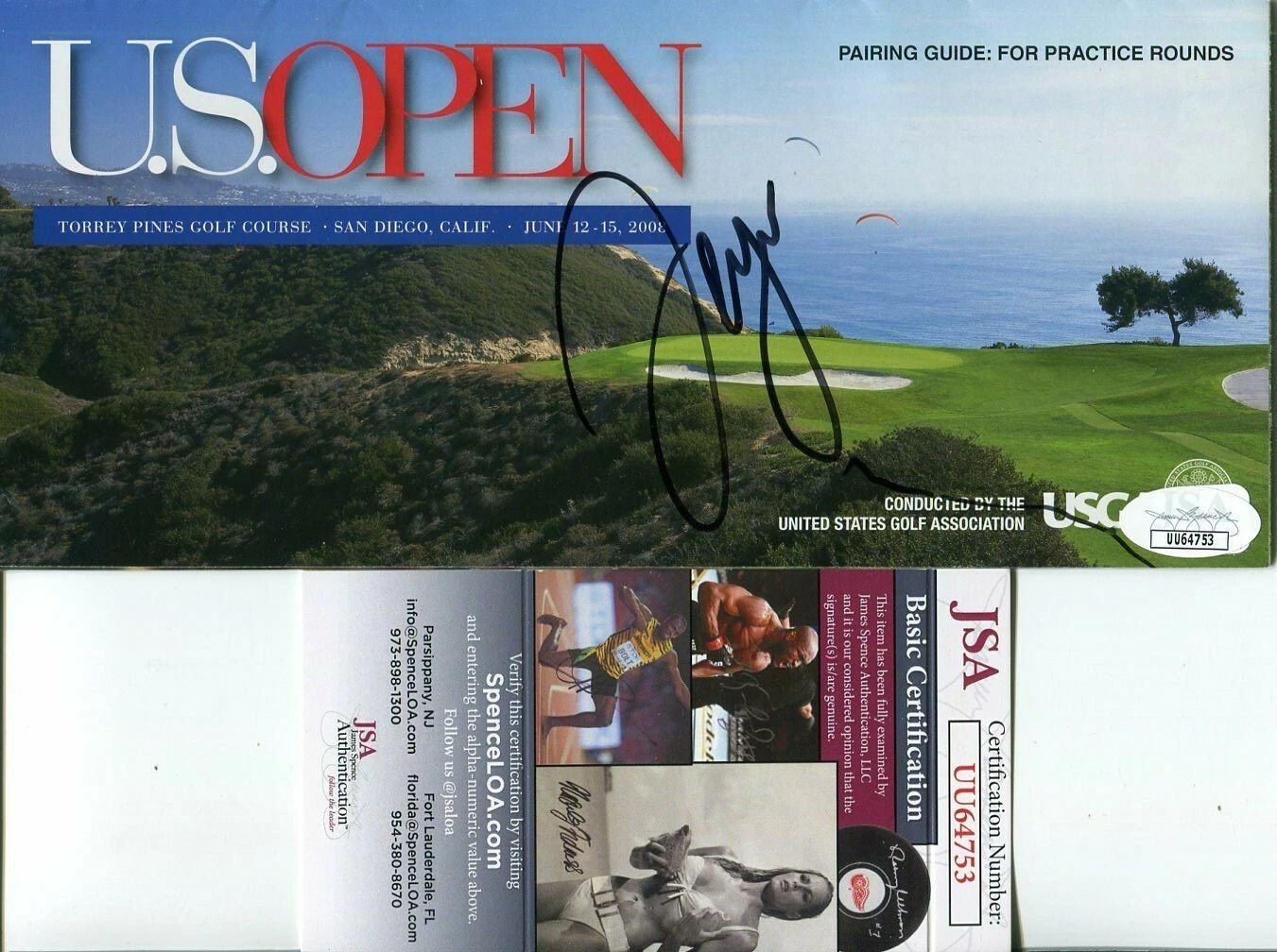 Sergio Garcia Masters Champ PGA Golf Signed Autograph US Open Pairing Sheet JSA
