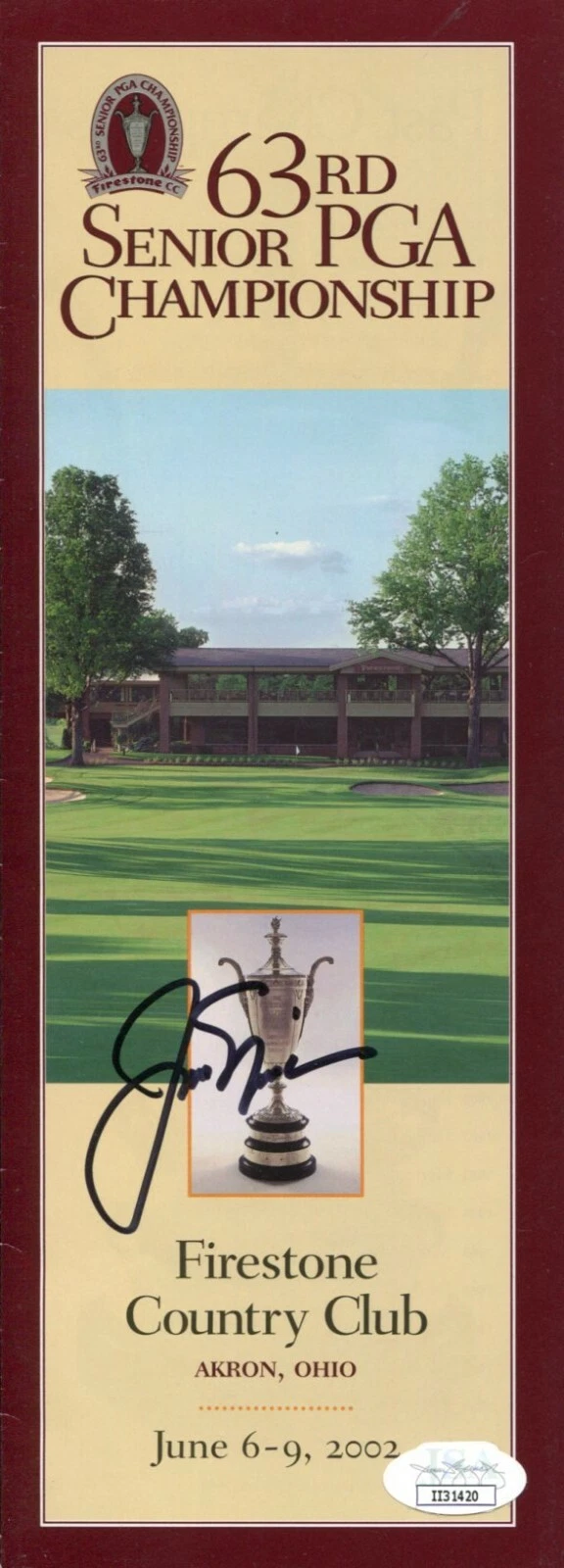 Jack Nicklaus Golf Seniors PGA Championship Signed Autograph Pairing Sheet JSA
