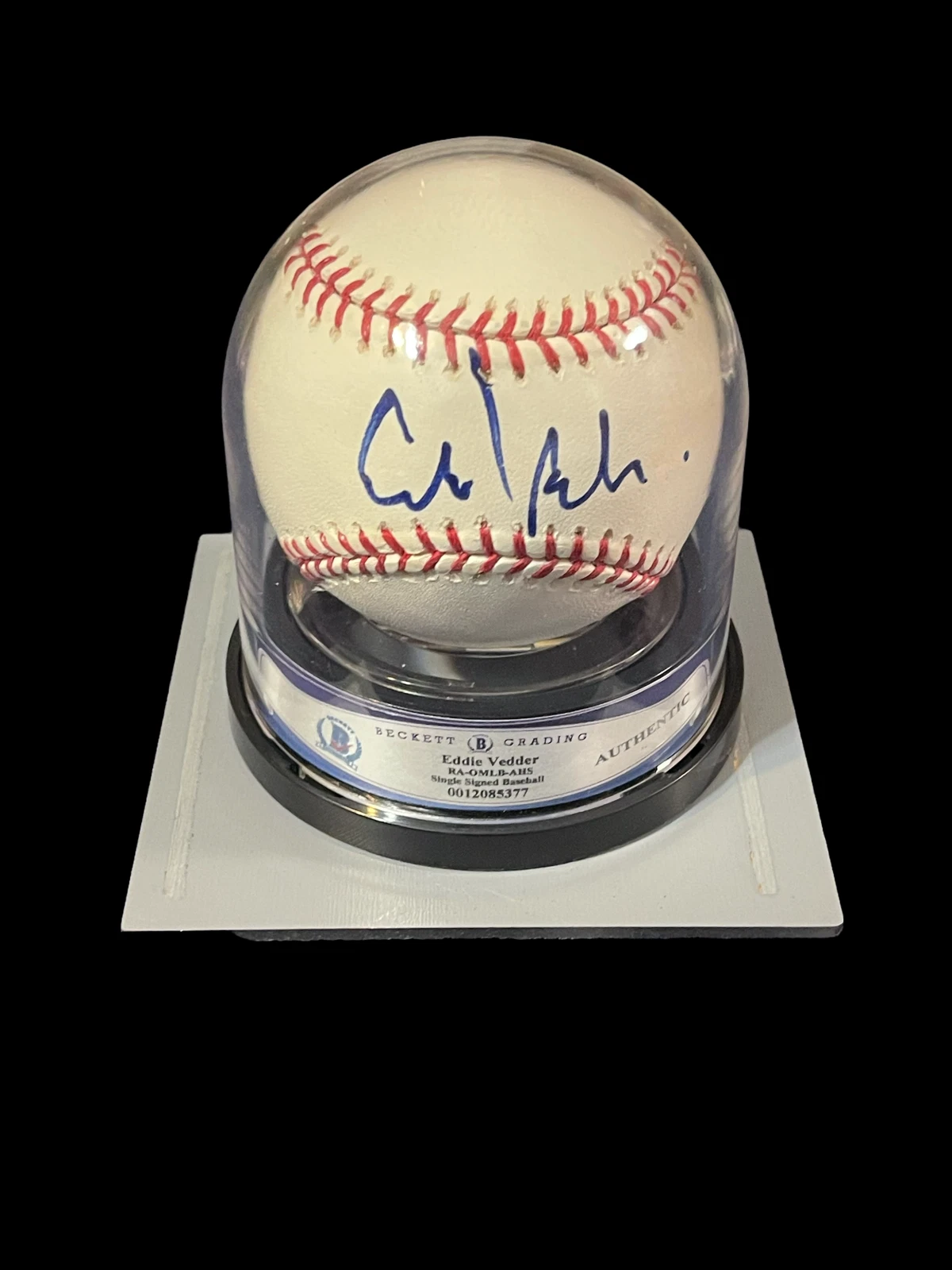 Eddie Vedder Pearl Jam Signed Autograph OML Baseball Beckett BAS Encapsulated
