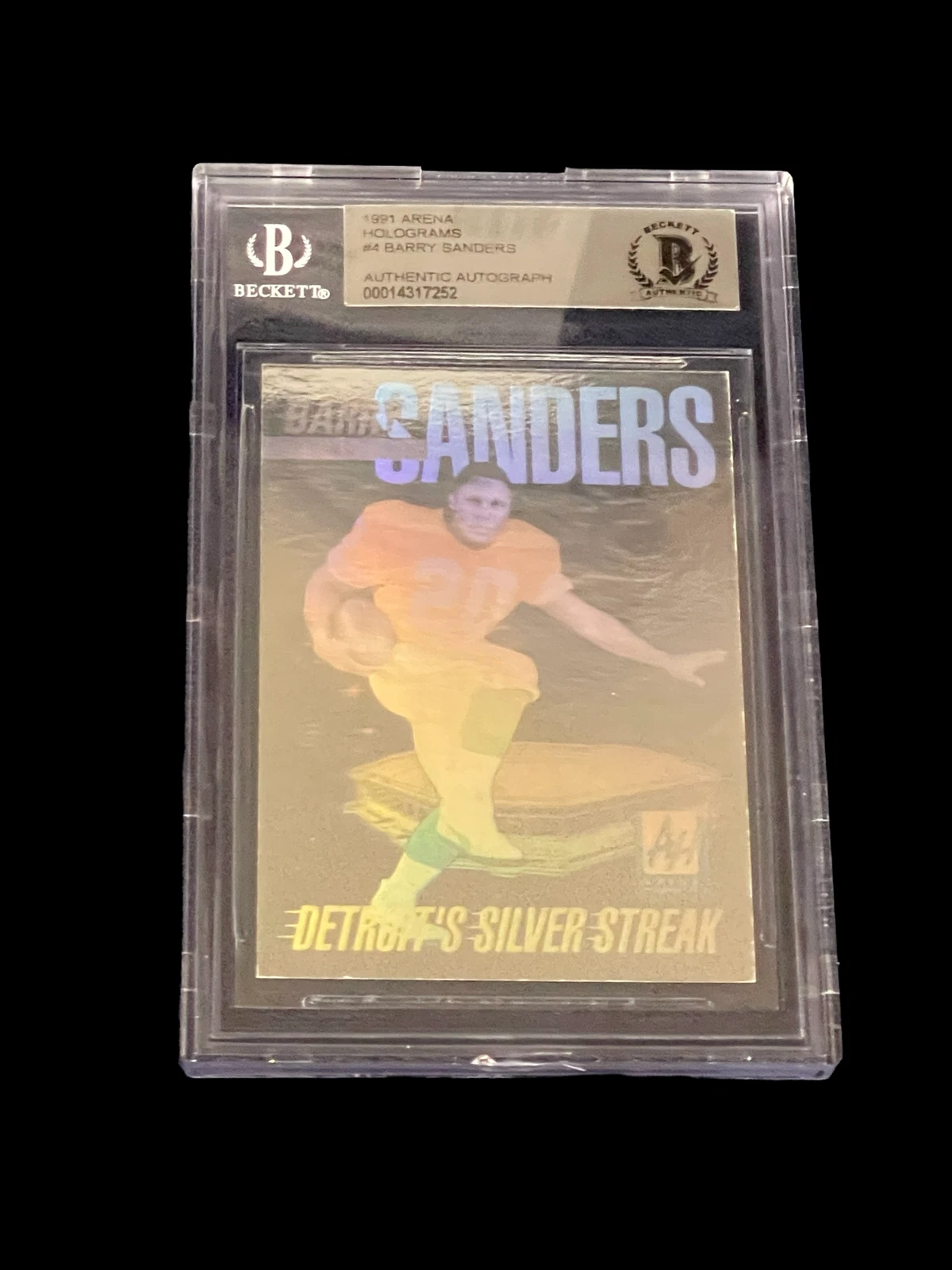 Barry Sanders 1991 Arena Holograms Detroit Signed Autograph Slab BAS Beckett

